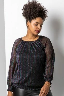 Roman Black Bronze Curve Foil Shimmer Plisse Top 15 Roman Black Bronze Curve Foil Shimmer Plisse Top -Roman Sales Shop unnamed file 7312