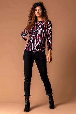 Roman Pink Animal Print Twist Detail Top -Roman Sales Shop unnamed file 7314