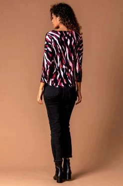 Roman Pink Animal Print Twist Detail Top -Roman Sales Shop unnamed file 7315