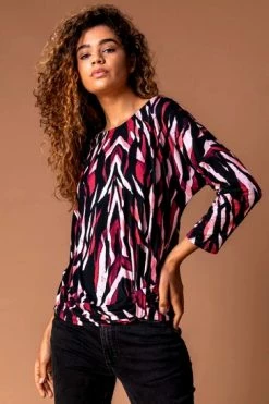 Roman Pink Animal Print Twist Detail Top -Roman Sales Shop unnamed file 7317