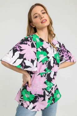 Roman Black Petite Floral Print Angel Sleeve Top 12 Roman Black Petite Floral Print Angel Sleeve Top -Roman Sales Shop unnamed file 7327