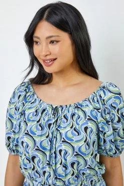 Roman Blue Petite Swirl Print Shirred Waist Top 10 Roman Blue Petite Swirl Print Shirred Waist Top -Roman Sales Shop unnamed file 7332