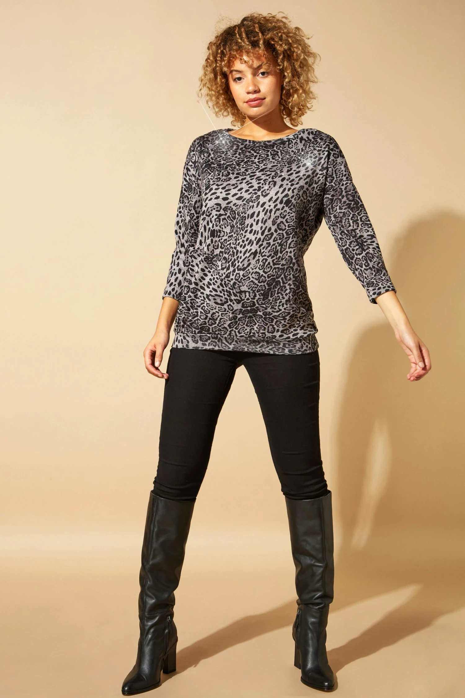 Roman Grey Originals Bubble Hem Animal Print Top 4 Roman Grey Originals Bubble Hem Animal Print Top - Image 2