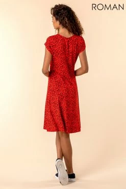 Roman Red Printed Jersey Tea Dress -Roman Sales Shop unnamed file 735