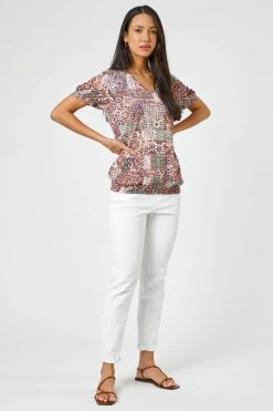 Roman Red Geo Print Puff Sleeve Blouson Top 8 Roman Red Geo Print Puff Sleeve Blouson Top -Roman Sales Shop unnamed file 7352