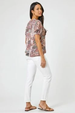 Roman Red Geo Print Puff Sleeve Blouson Top 9 Roman Red Geo Print Puff Sleeve Blouson Top -Roman Sales Shop unnamed file 7353