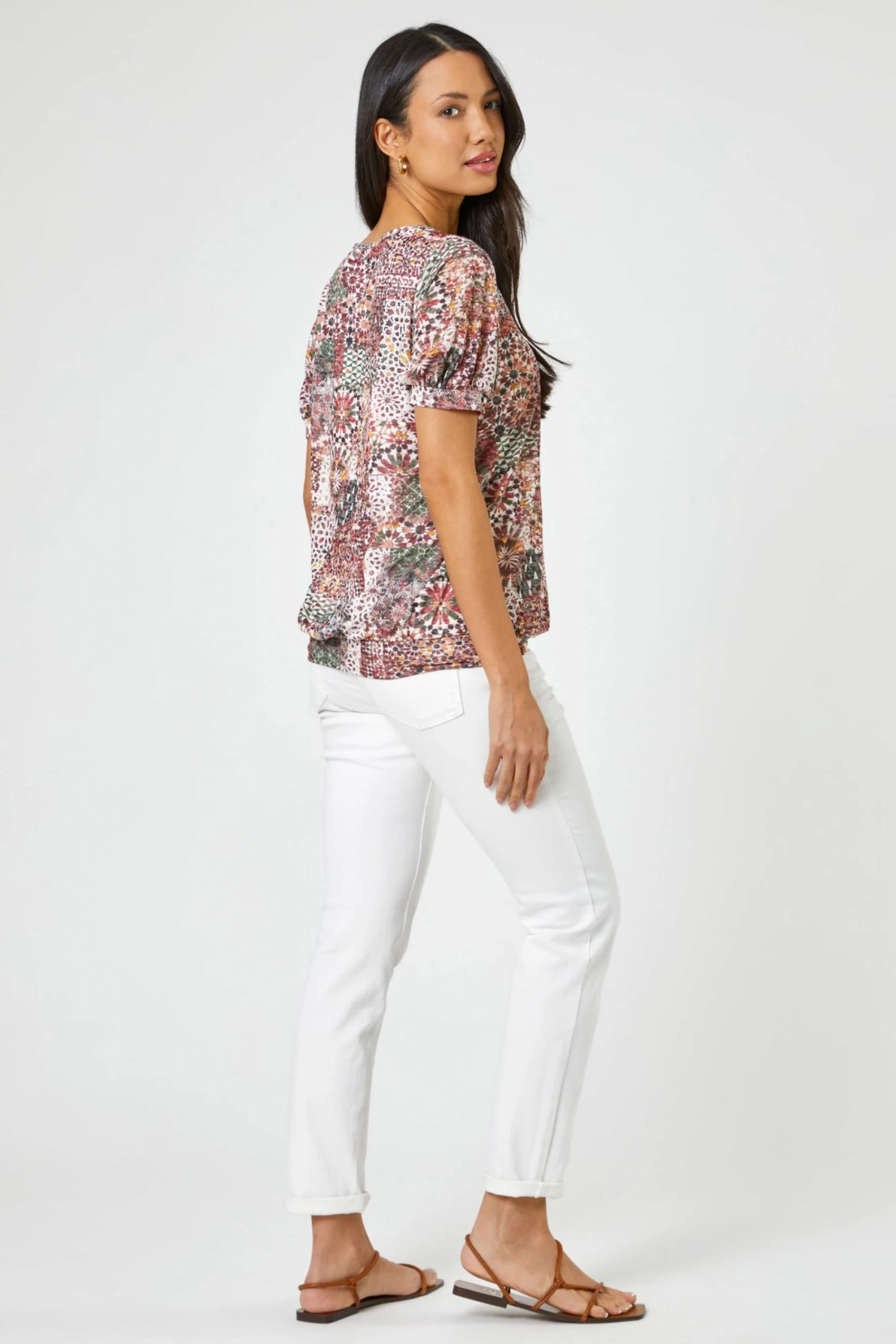 Roman Red Geo Print Puff Sleeve Blouson Top 5 Roman Red Geo Print Puff Sleeve Blouson Top - Image 3