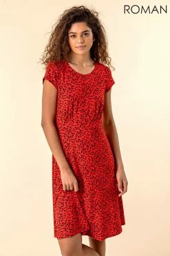 Roman Red Printed Jersey Tea Dress -Roman Sales Shop unnamed file 736
