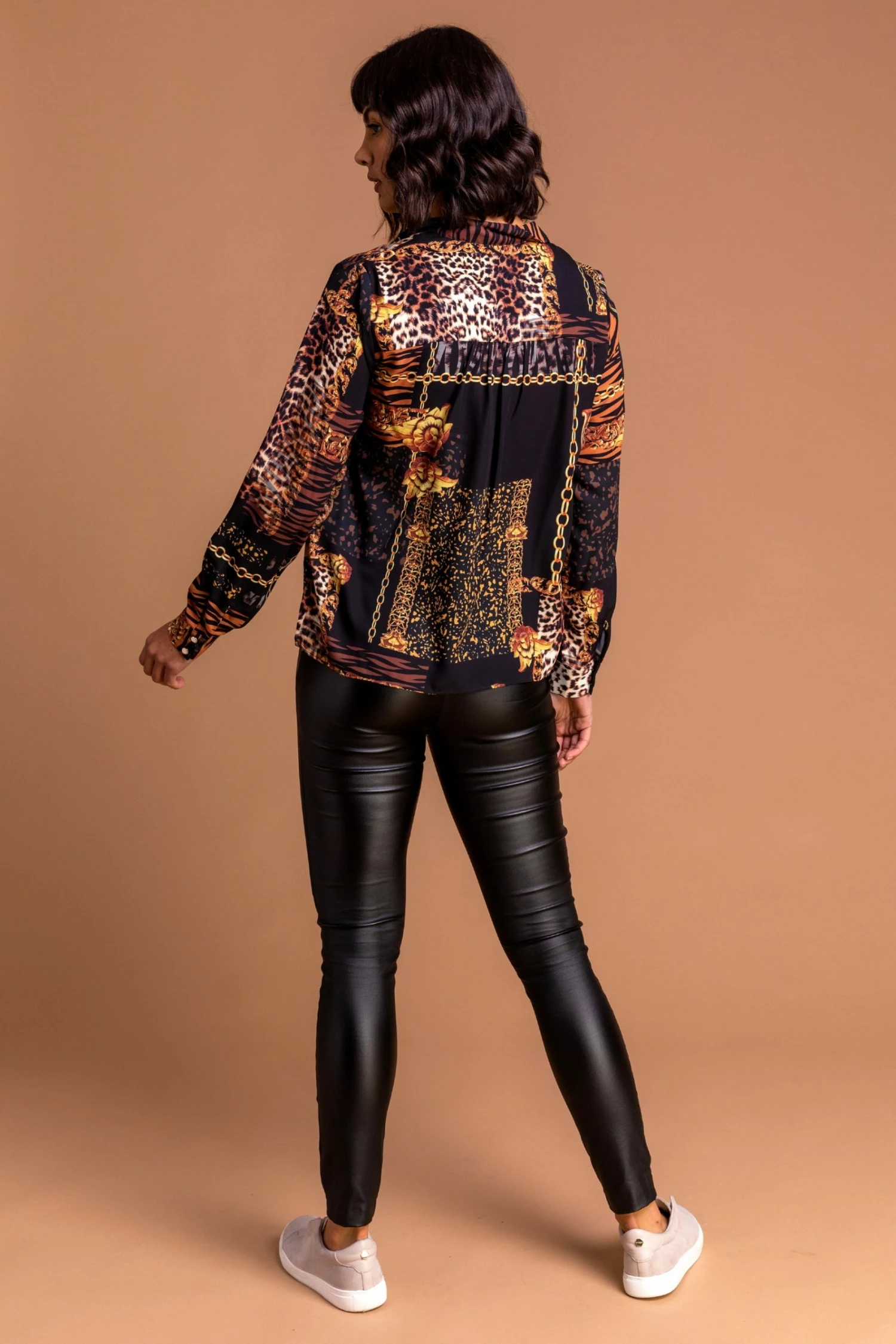 Roman Black Animal Chain Print Blouse 4 Roman Black Animal Chain Print Blouse - Image 2