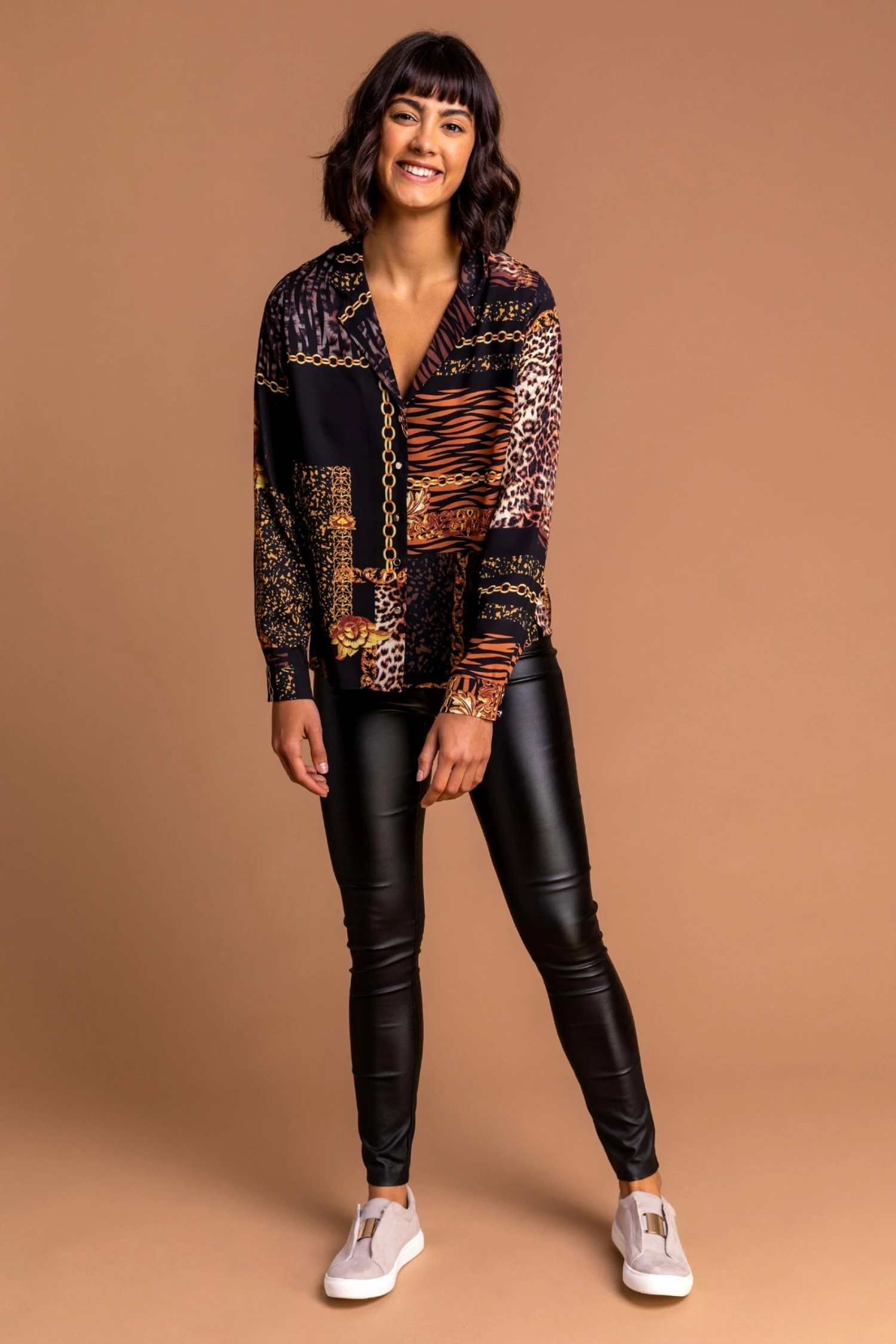 Roman Black Animal Chain Print Blouse 5 Roman Black Animal Chain Print Blouse - Image 3