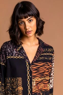 Roman Black Animal Chain Print Blouse 10 Roman Black Animal Chain Print Blouse -Roman Sales Shop unnamed file 7364