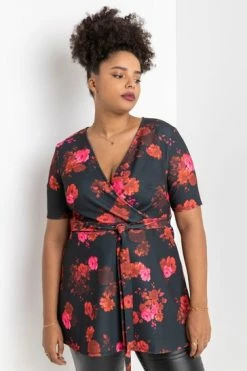 Roman Red Curve Floral Print Wrap Top 11 Roman Red Curve Floral Print Wrap Top -Roman Sales Shop unnamed file 7380