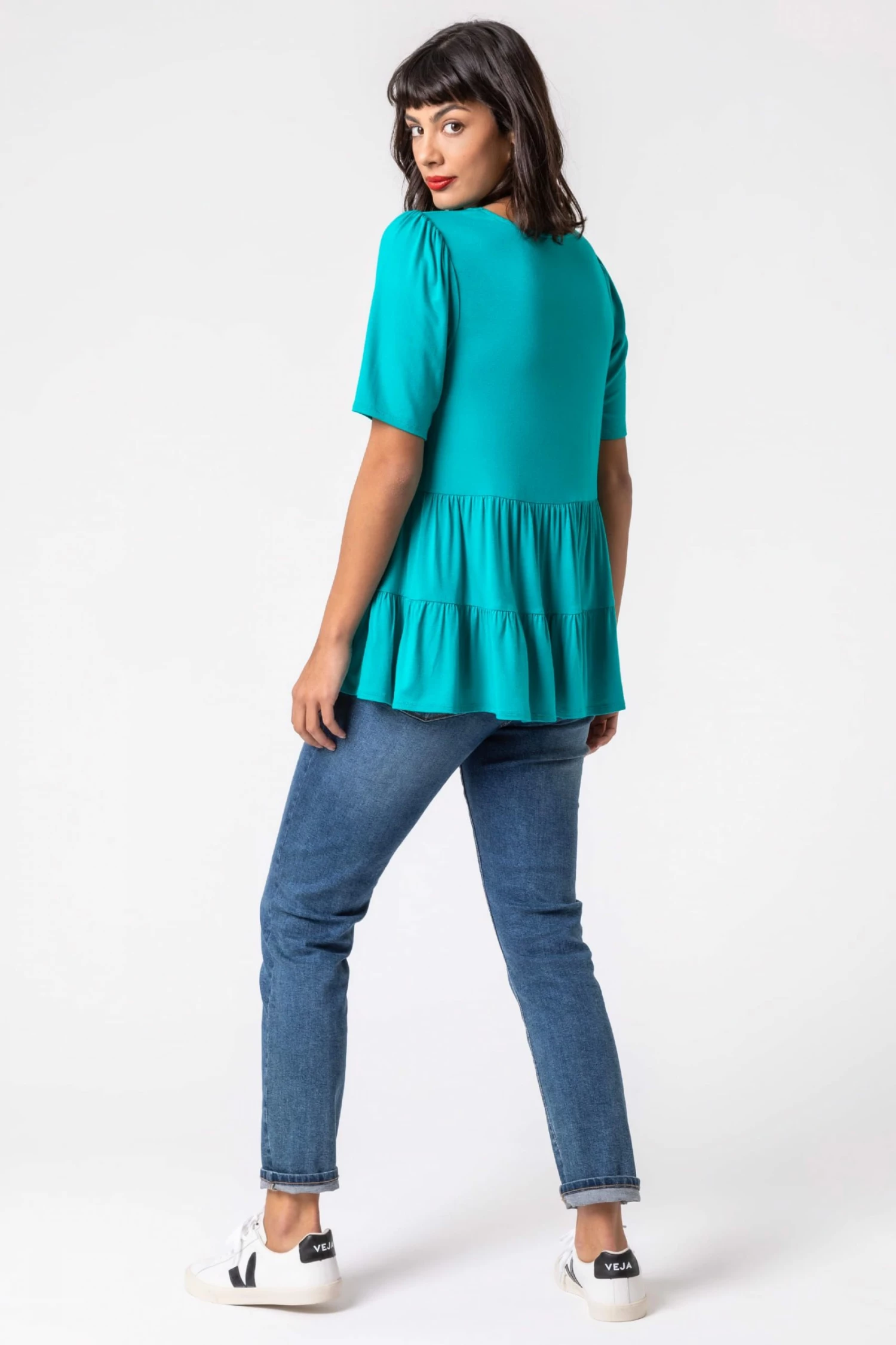 Roman Blue Peplum Hem Tiered Smock Top 4 Roman Blue Peplum Hem Tiered Smock Top - Image 2