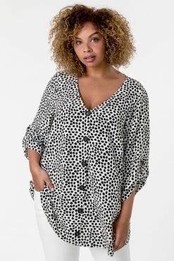Roman Black Curve Ditsy Spot Button Through Top 11 Roman Black Curve Ditsy Spot Button Through Top -Roman Sales Shop unnamed file 7398