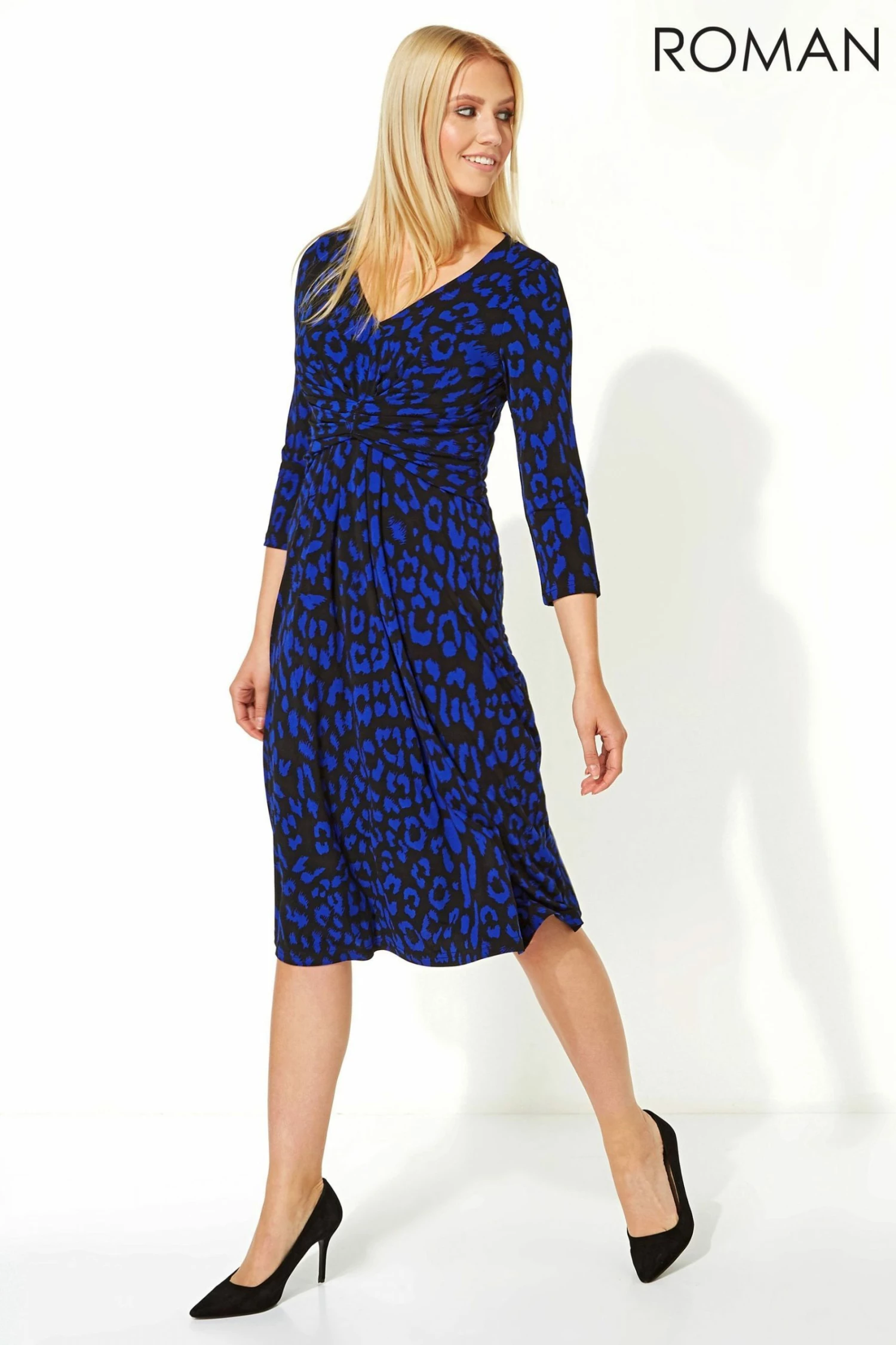 Roman Blue Originals Animal Print Fit And Flare Dress 4 Roman Blue Originals Animal Print Fit And Flare Dress - Image 2