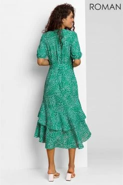 Roman Green Ditsy Floral Frill Hem Midi Dress 9 Roman Green Ditsy Floral Frill Hem Midi Dress -Roman Sales Shop unnamed file 740