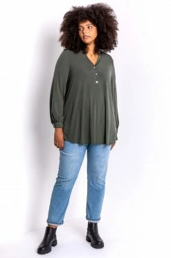 Roman Green Curve Button Detail Long Sleeve Blouse 8 Roman Green Curve Button Detail Long Sleeve Blouse -Roman Sales Shop unnamed file 7404