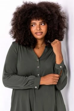 Roman Green Curve Button Detail Long Sleeve Blouse 10 Roman Green Curve Button Detail Long Sleeve Blouse -Roman Sales Shop unnamed file 7406