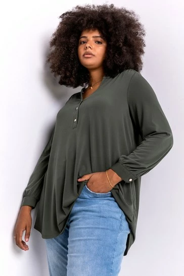 Roman Green Curve Button Detail Long Sleeve Blouse 7 Roman Green Curve Button Detail Long Sleeve Blouse - Image 5