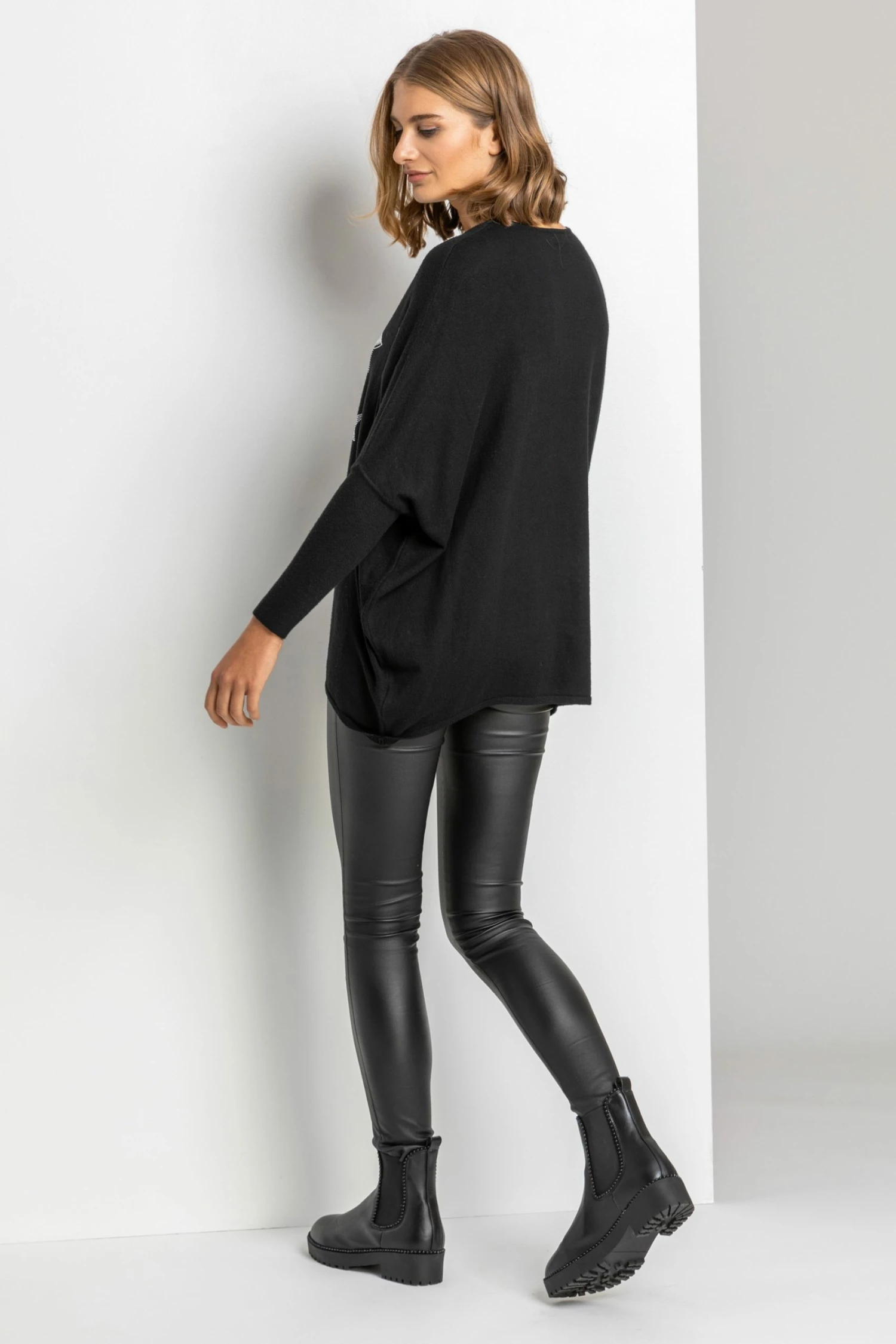 Roman Black Sparkle Star Embellished Comfy Top 4 Roman Black Sparkle Star Embellished Comfy Top - Image 2