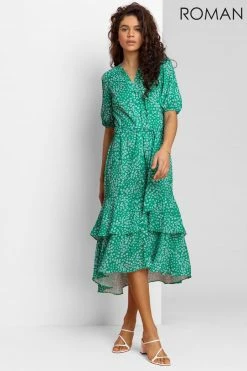 Roman Green Ditsy Floral Frill Hem Midi Dress 10 Roman Green Ditsy Floral Frill Hem Midi Dress -Roman Sales Shop unnamed file 741