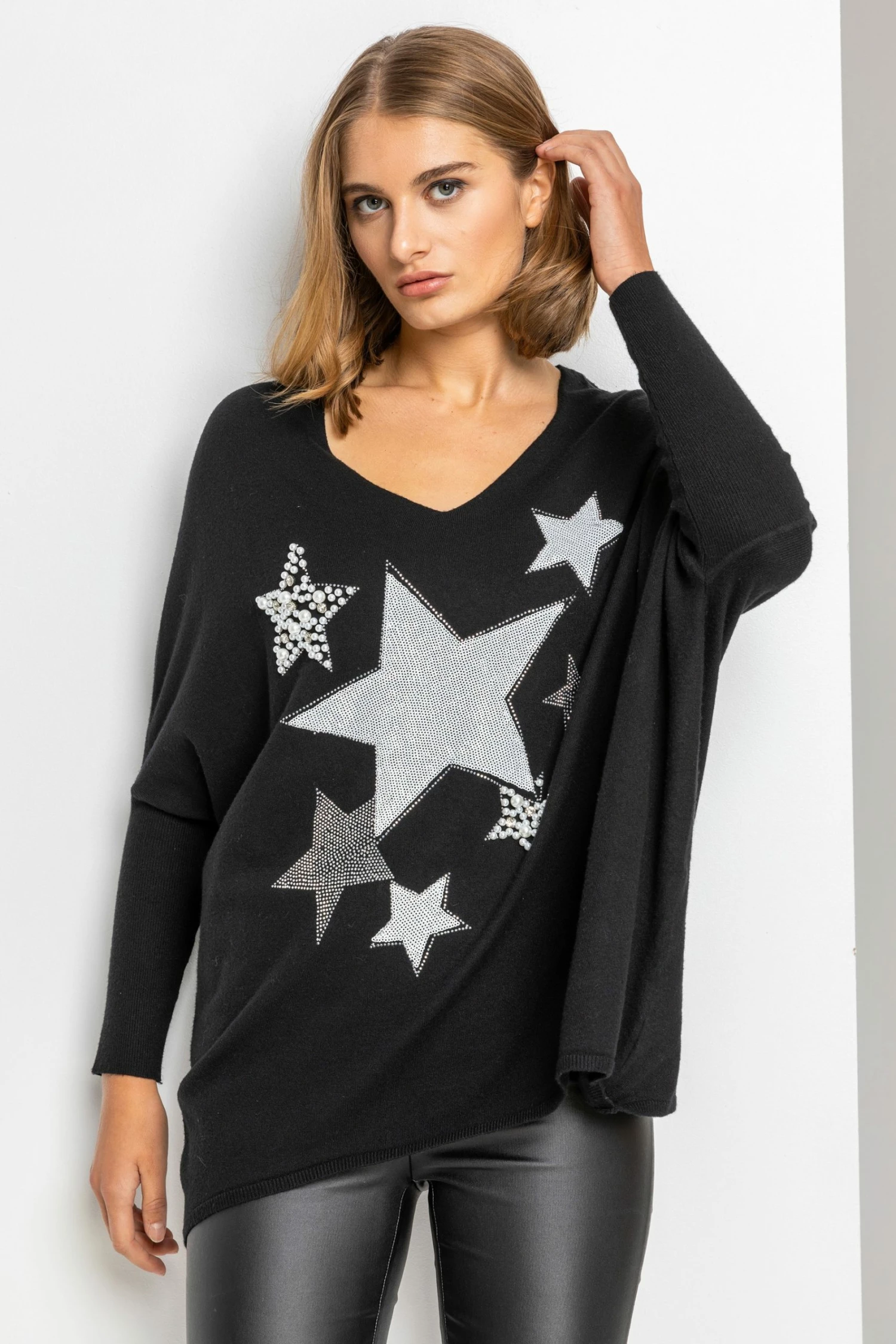 Roman Black Sparkle Star Embellished Comfy Top 5 Roman Black Sparkle Star Embellished Comfy Top - Image 3