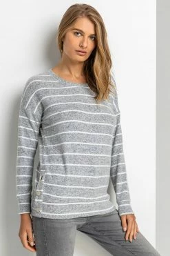 Roman Grey Stripe Print Button Detail Top 11 Roman Grey Stripe Print Button Detail Top -Roman Sales Shop unnamed file 7422