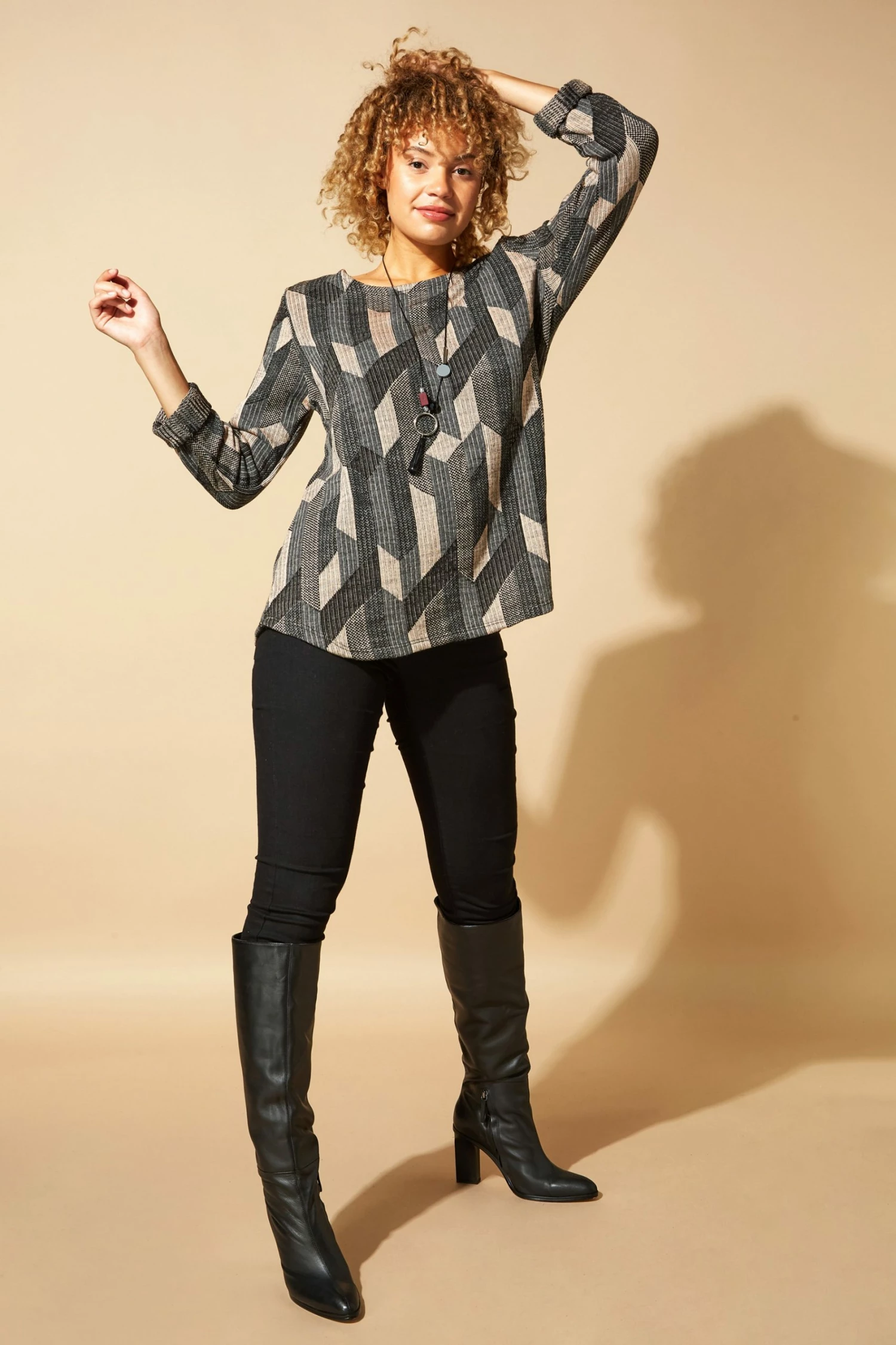 Roman Pink Originals Geometric Aztec Print Necklace Top 4 Roman Pink Originals Geometric Aztec Print Necklace Top - Image 2