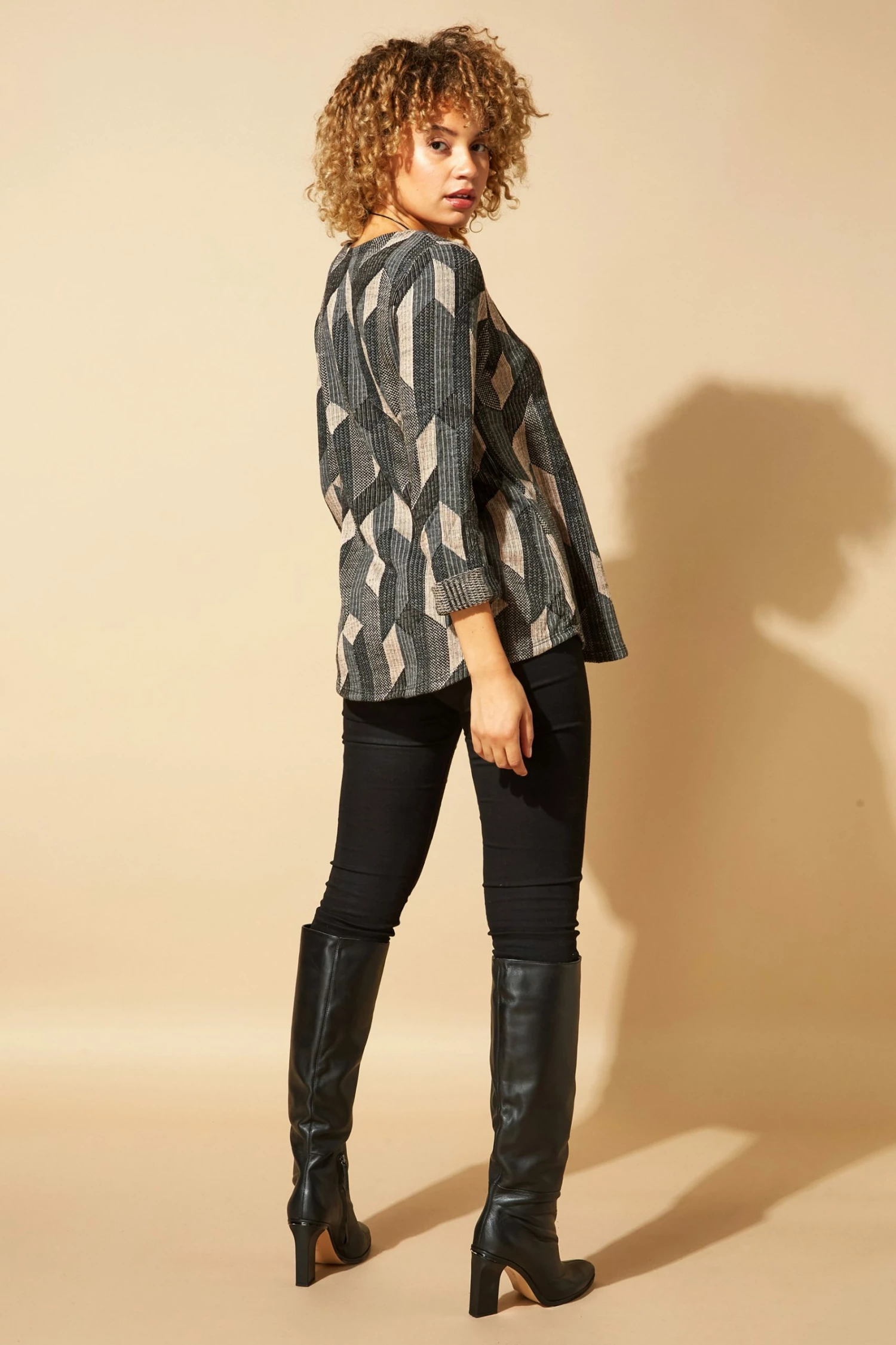 Roman Pink Originals Geometric Aztec Print Necklace Top 5 Roman Pink Originals Geometric Aztec Print Necklace Top - Image 3