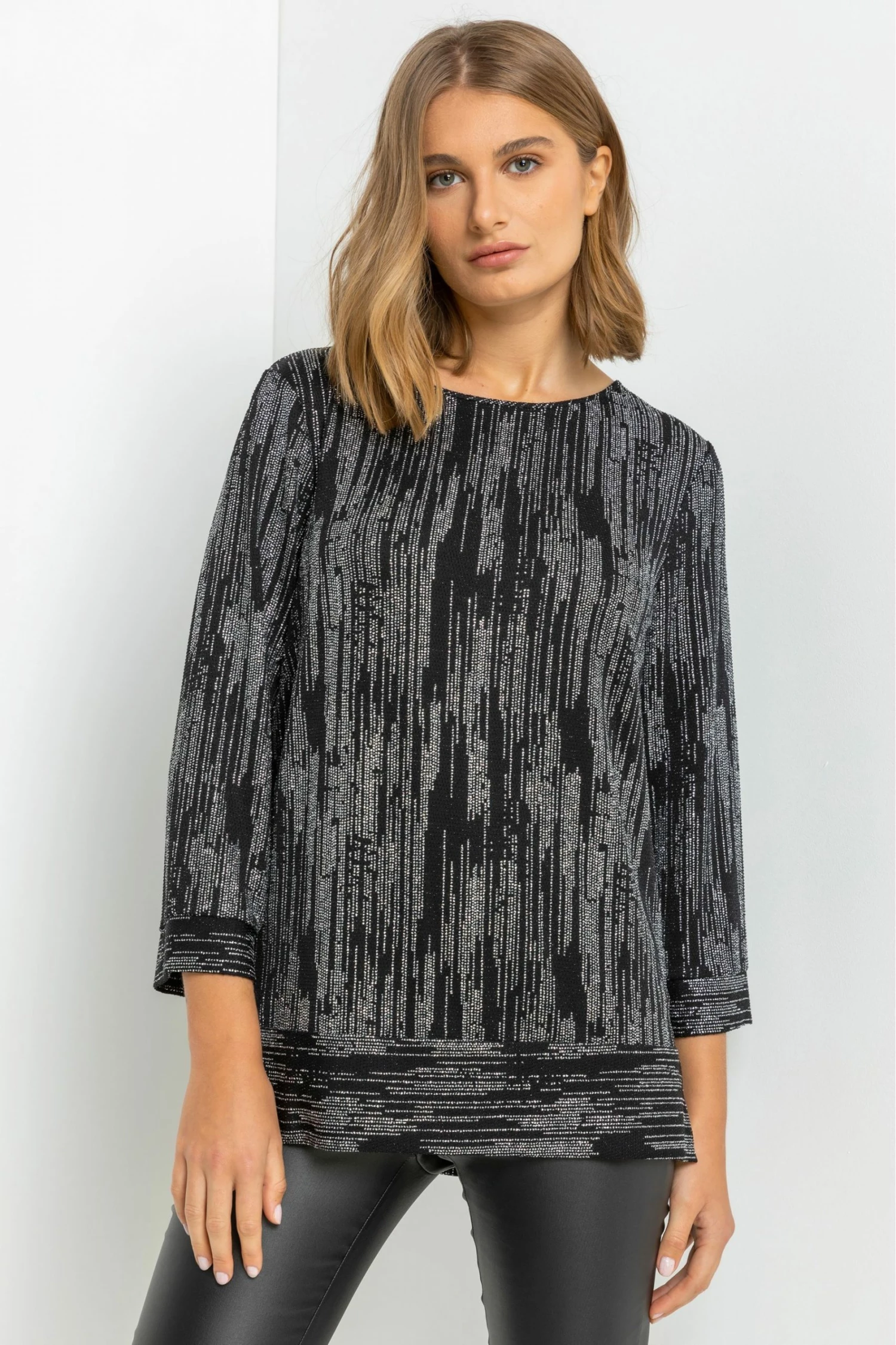 Roman Silver Shimmer Stripe Glitter Top 3 Roman Silver Shimmer Stripe Glitter Top