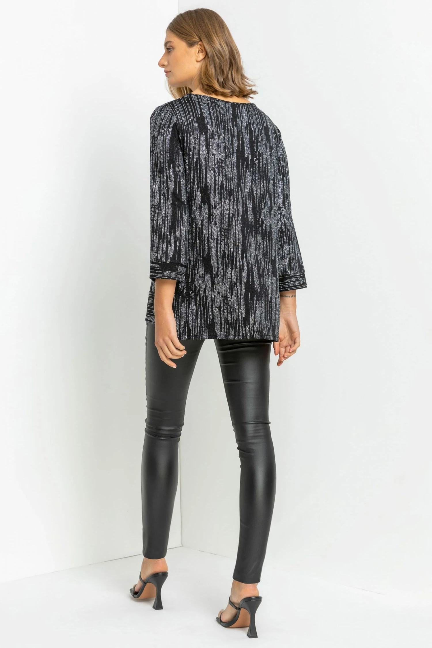 Roman Silver Shimmer Stripe Glitter Top 4 Roman Silver Shimmer Stripe Glitter Top - Image 2