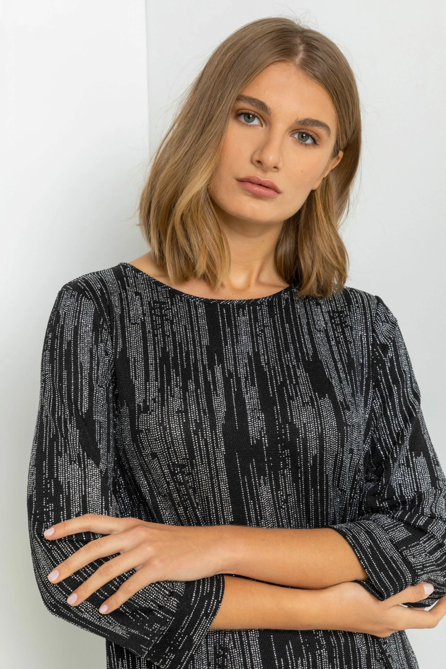 Roman Silver Shimmer Stripe Glitter Top 6 Roman Silver Shimmer Stripe Glitter Top - Image 4