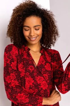 Roman Red Floral Spot Tie Neck Blouse 10 Roman Red Floral Spot Tie Neck Blouse -Roman Sales Shop unnamed file 7443