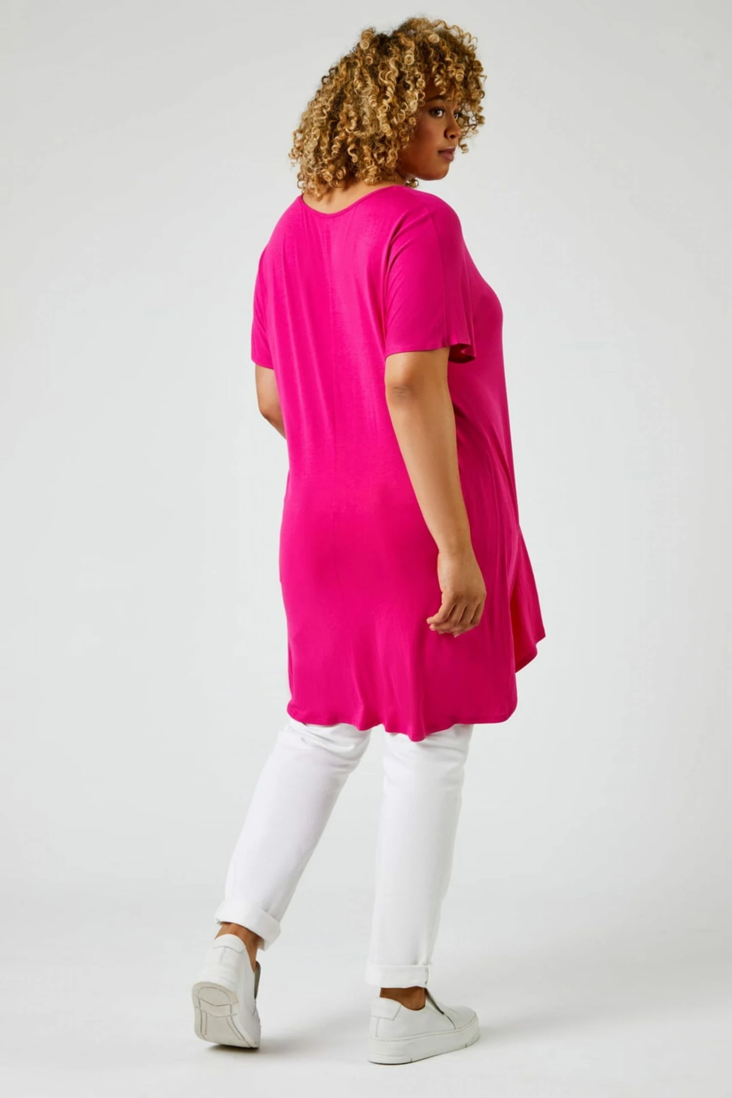 Roman Pink Curve Plain Dipped Hem Top 4 Roman Pink Curve Plain Dipped Hem Top - Image 2
