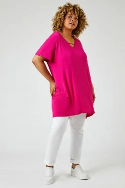 Roman Pink Curve Plain Dipped Hem Top 9 Roman Pink Curve Plain Dipped Hem Top -Roman Sales Shop unnamed file 7447