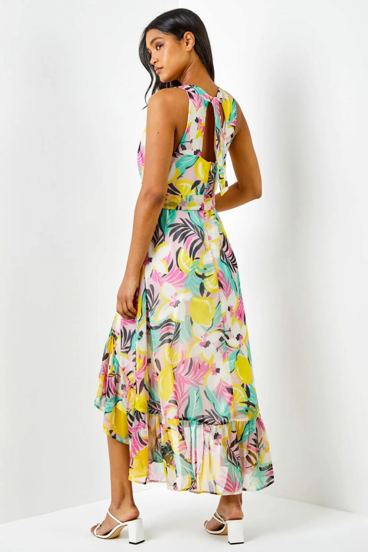 Roman Multi Halter Neck Lemon Print Dress 4 Roman Multi Halter Neck Lemon Print Dress - Image 2