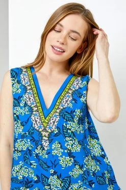 Roman Blue Petite Floral Print Hanky Hem Top 11 Roman Blue Petite Floral Print Hanky Hem Top -Roman Sales Shop unnamed file 7463