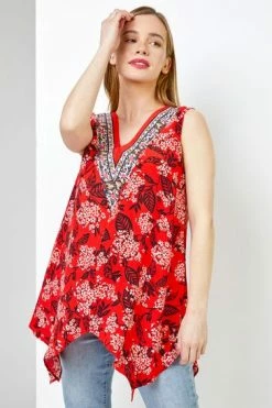 Roman Blue Petite Floral Print Hanky Hem Top 13 Roman Blue Petite Floral Print Hanky Hem Top -Roman Sales Shop unnamed file 7465