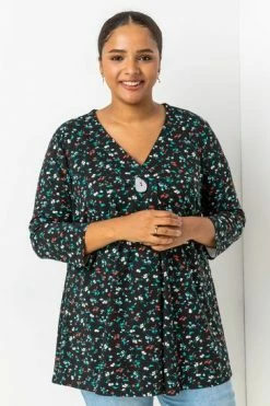 Roman Black Curve Floral Print Button Detail Top 11 Roman Black Curve Floral Print Button Detail Top -Roman Sales Shop unnamed file 7470