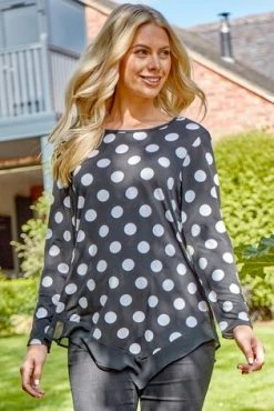 Roman Black Originals Textured Spot Print Chiffon Hem Asymmetric Top 9 Roman Black Originals Textured Spot Print Chiffon Hem Asymmetric Top -Roman Sales Shop unnamed file 7479