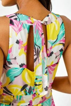 Roman Multi Halter Neck Lemon Print Dress 10 Roman Multi Halter Neck Lemon Print Dress -Roman Sales Shop unnamed file 748
