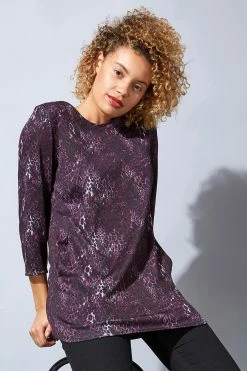 Roman Purple Originals Animal Print Jersey Top With Pockets