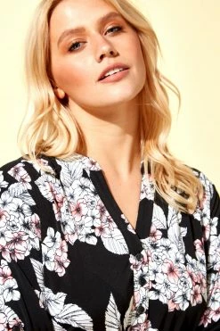 Roman Pink Floral Cluster Print Notch Neck Top 10 Roman Pink Floral Cluster Print Notch Neck Top -Roman Sales Shop unnamed file 7498