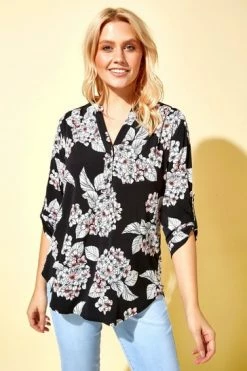 Roman Pink Floral Cluster Print Notch Neck Top 11 Roman Pink Floral Cluster Print Notch Neck Top -Roman Sales Shop unnamed file 7499