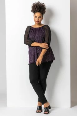 Roman Purple Curve Glitter Pleat Detail Top 11 Roman Purple Curve Glitter Pleat Detail Top -Roman Sales Shop unnamed file 7502