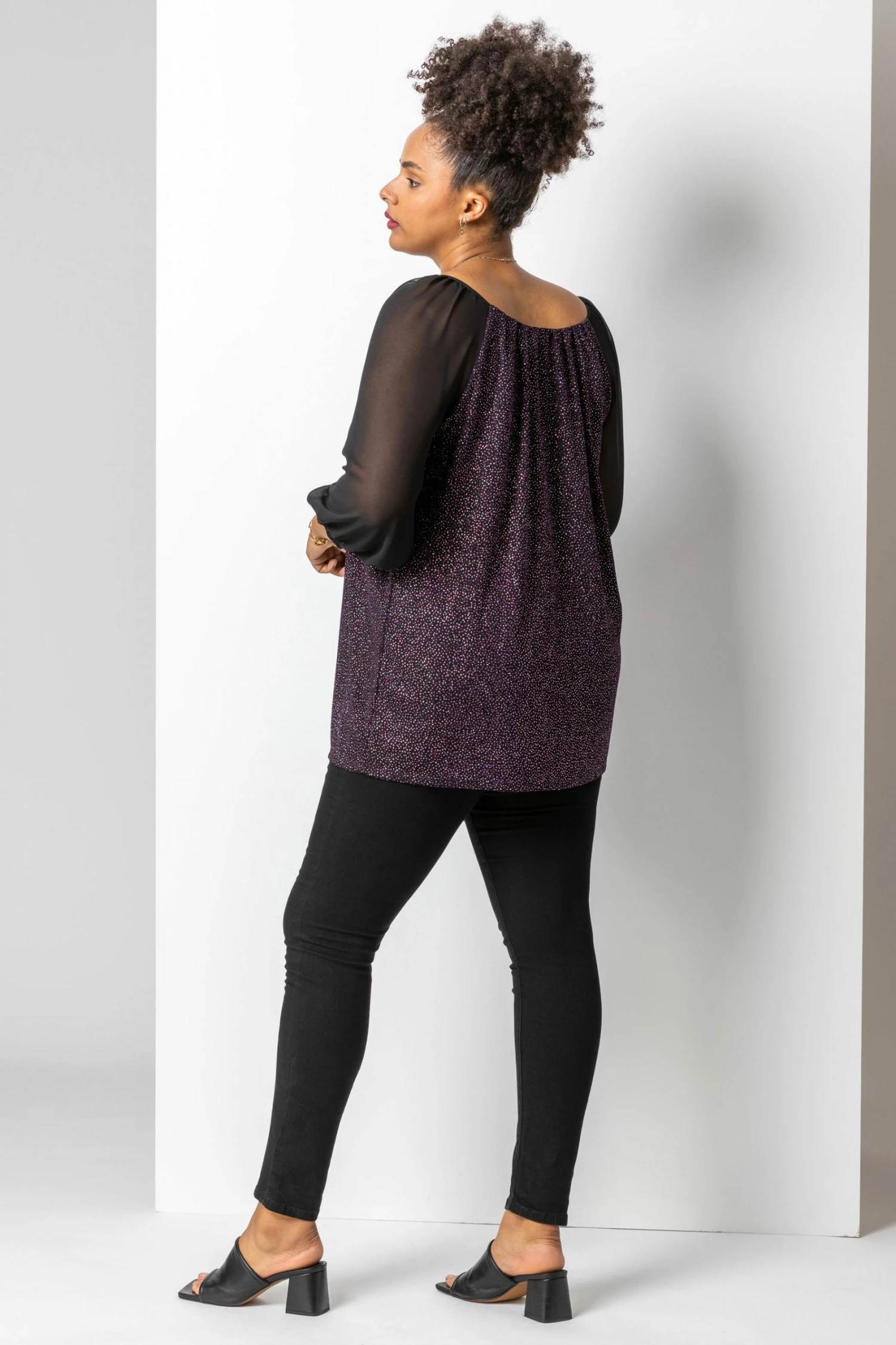 Roman Purple Curve Glitter Pleat Detail Top 6 Roman Purple Curve Glitter Pleat Detail Top - Image 4