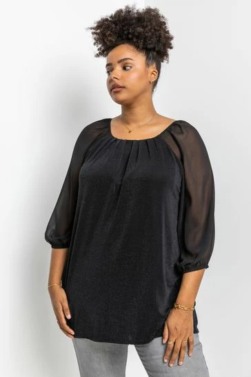 Roman Purple Curve Glitter Pleat Detail Top 9 Roman Purple Curve Glitter Pleat Detail Top - Image 7