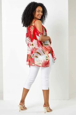 Roman Orange Petite Tropical Print Cold Shoulder Top 9 Roman Orange Petite Tropical Print Cold Shoulder Top -Roman Sales Shop unnamed file 7509