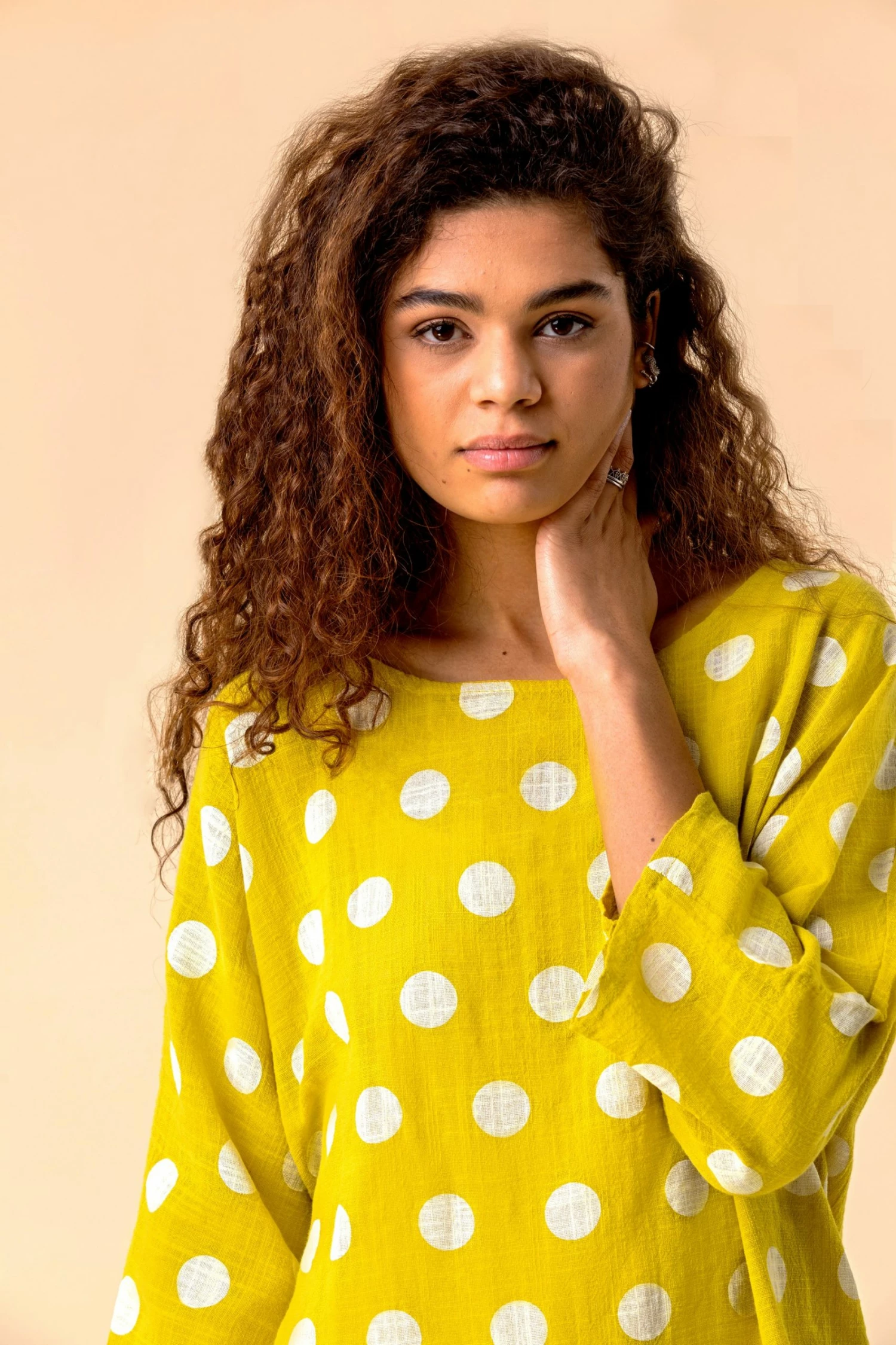 Roman Yellow Spot Print 3/4 Sleeve Top 6 Roman Yellow Spot Print 3/4 Sleeve Top - Image 4