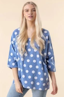 Roman Yellow Spot Print 3/4 Sleeve Top 19 Roman Yellow Spot Print 3/4 Sleeve Top -Roman Sales Shop unnamed file 7526